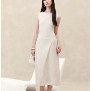 Banana Republic Cece Knit Wrap Dress (M | Cream White)